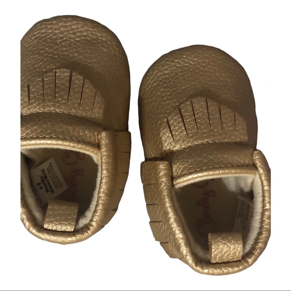 Candy girl gold‎ fringed baby moccasins new size 6-9months